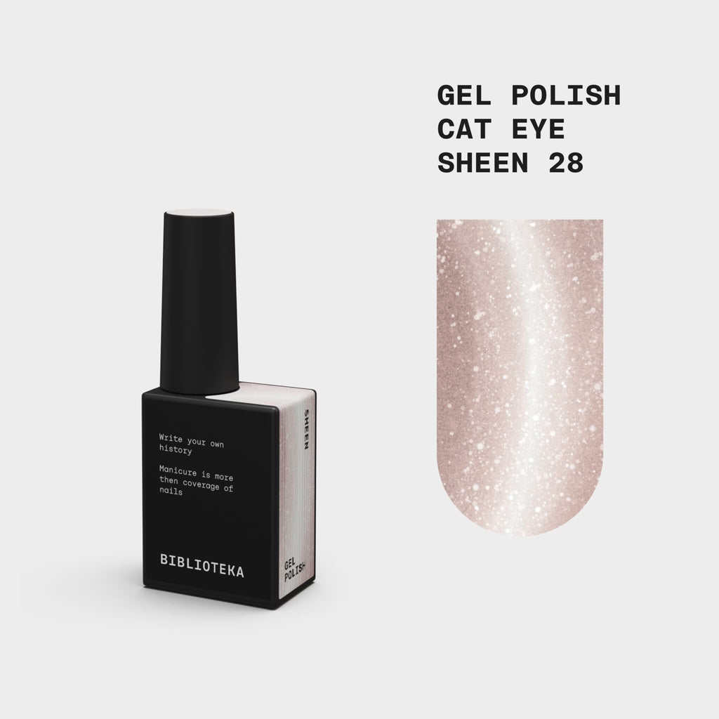 BIBLIOTEKA Esmalte semipermanente efecto ojo de gato Nº 28 Sheen – beige claro cálido, 10 ml