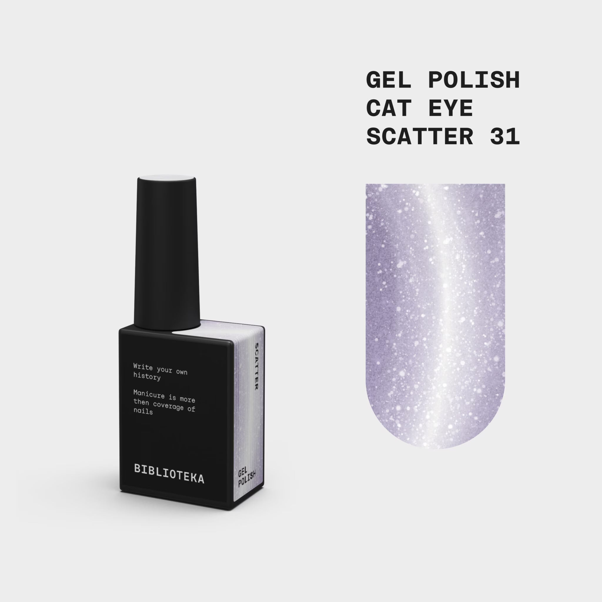 BIBLIOTEKA Esmalte semipermanente efecto ojo de gato Nº 31 Scatter – lila claro, 10 ml