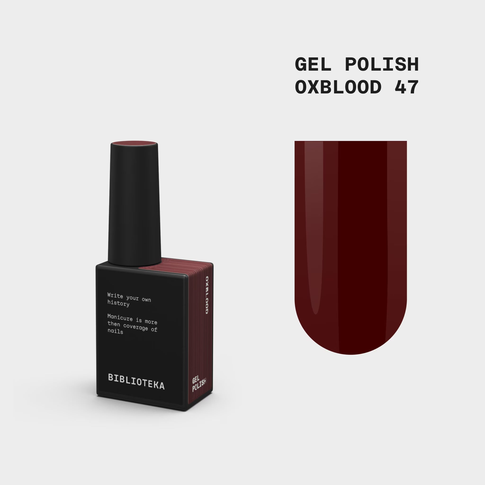 BIBLIOTEKA Esmalte Nº 47 Oxblood – Rojo burdeos oscuro, 10 ml