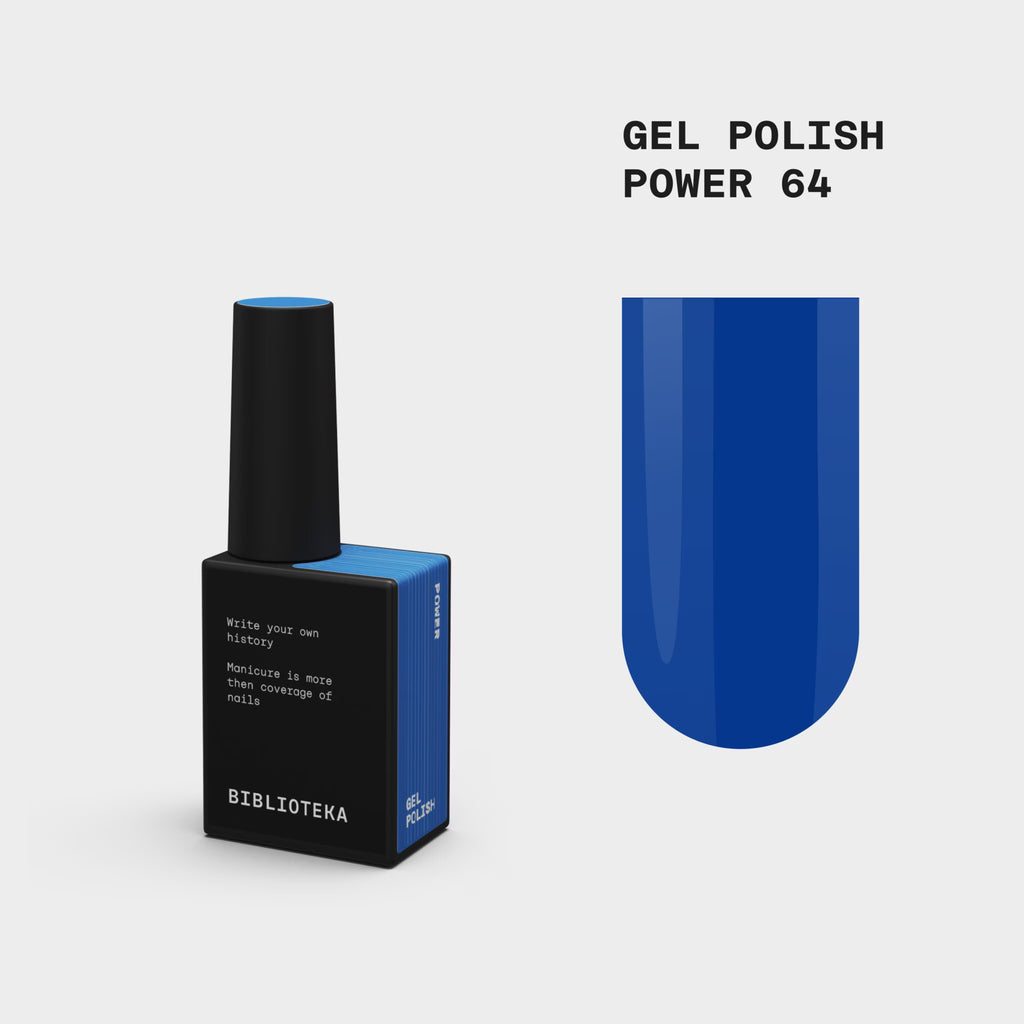 BIBLIOTEKA Esmalte semipermanente Nº 64 Power — azul eléctrico, 10 ml.
