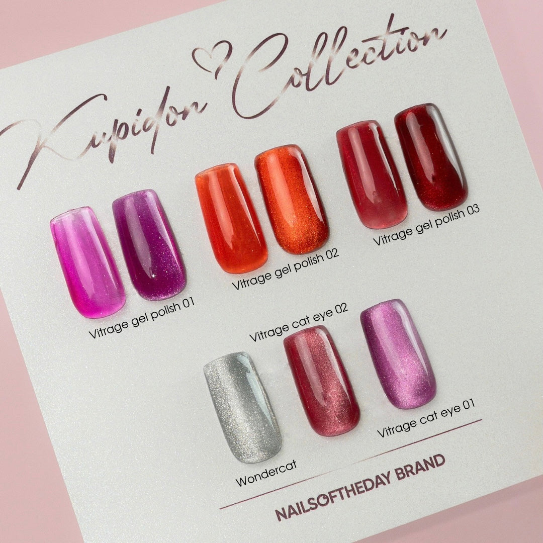 NAILSOFTHEDAY Vitrage cat eye 02 — esmalte semipermanente rojo teñido con ojo de gato, 10 ml