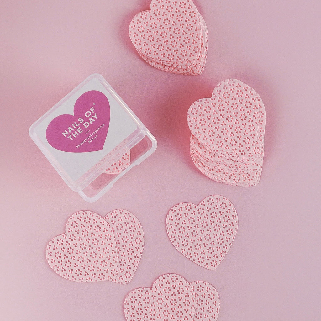 NAILSOFTHEDAY Toallitas sin pelusa en forma de corazón, 200 unidades.