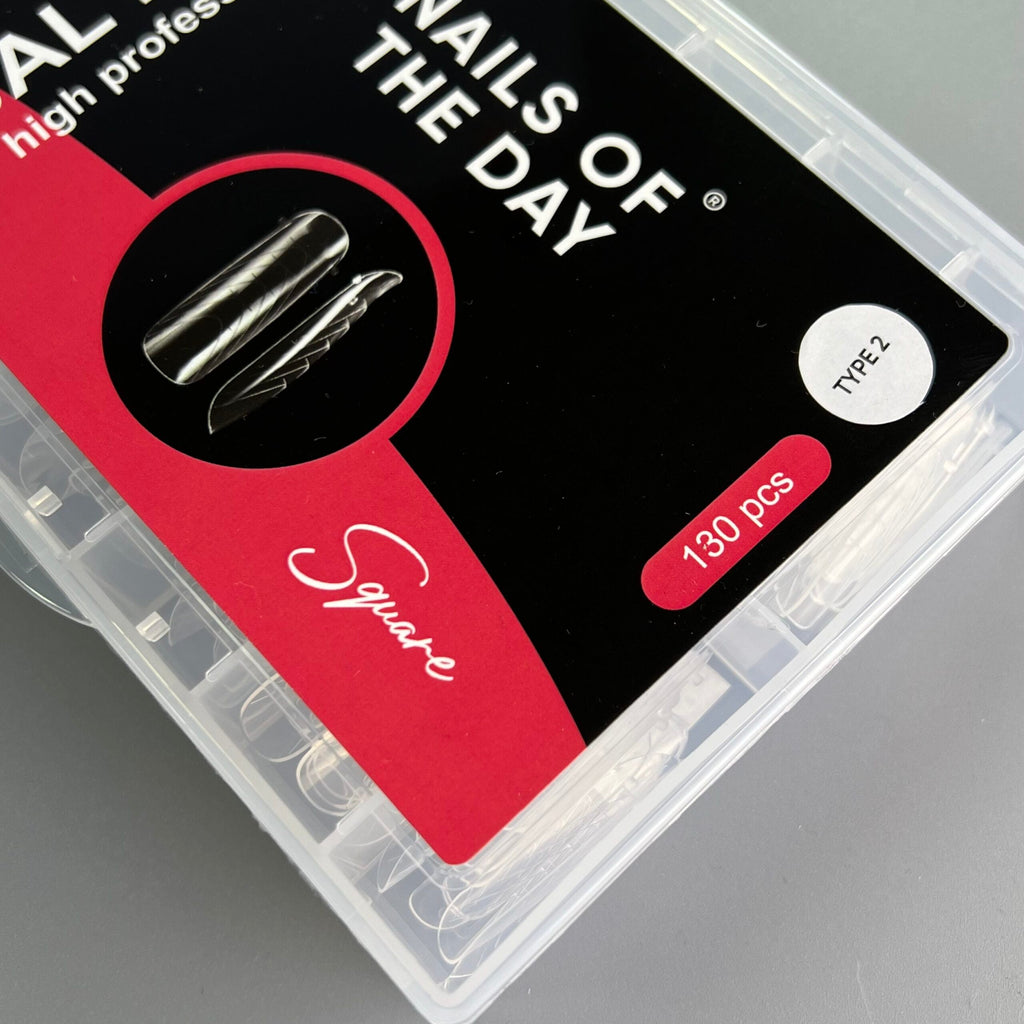 NAILSOFTHEDAY Dual Form Square (Type 2): formas superiores cuadradas anchas/almendradas para uñas, 130 piezas