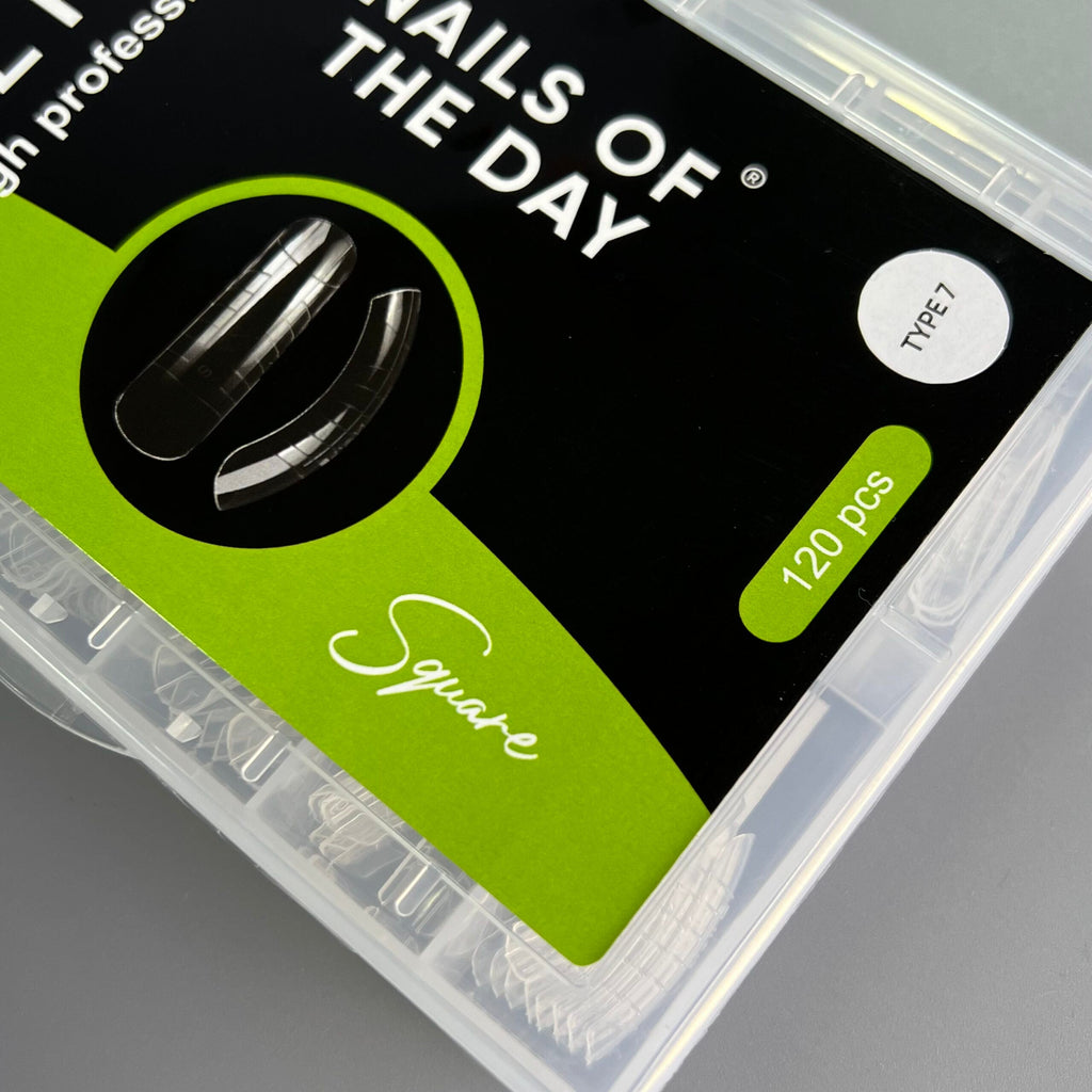 NAILSOFTHEDAY Dual Form Square (Type 7): forma superior tipo cuadrada para longitud de extensión media, adecuada para uñas que crecen hacia abajo, 120 piezas