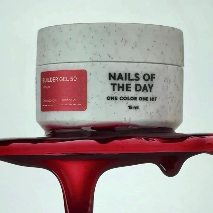 NAILSOFTHEDAY Builder gel 50 Vitrage — gel constructor vitral rojo para extensión de uñas, 15 ml
