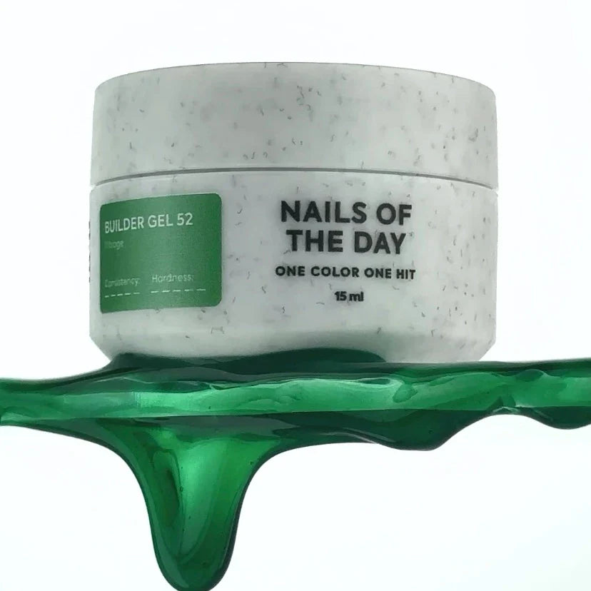 NAILSOFTHEDAY Builder gel 52 Vitrage — gel constructor vitral verde para extensión de uñas, 15 ml