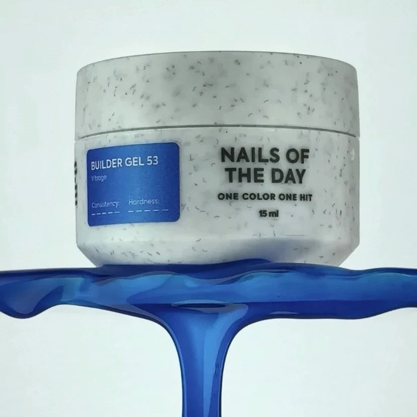 NAILSOFTHEDAY Builder gel 53 Vitrage — gel constructor vitral azul para extensión de uñas, 15 ml