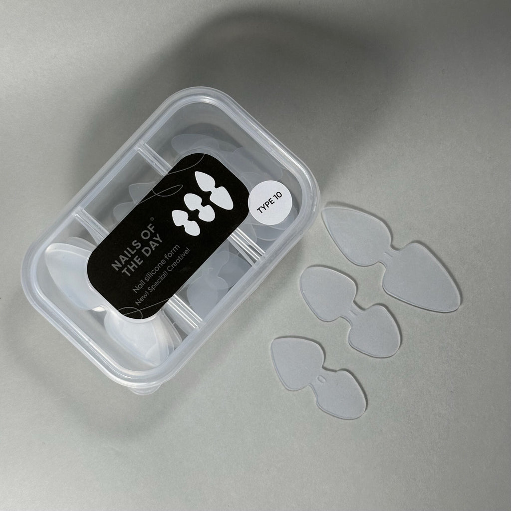 NAILSOFTHEDAY Nail Silicone Double mold, 2 en 1, 36 piezas/bolsa (Type 10): moldes/plantillas de silicona para formas superiores, 36 piezas en una caja.