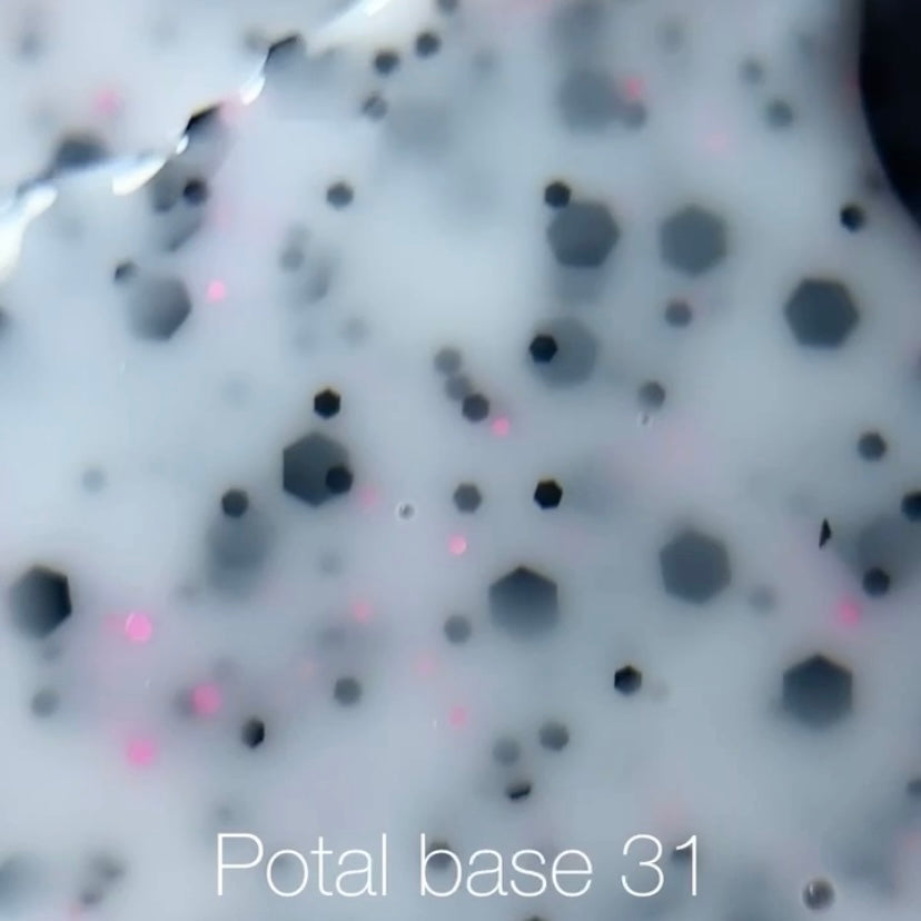 NAILSOFTHEDAY Potal base 31 — base lechosa con brillo negro y rosa, 10 ml