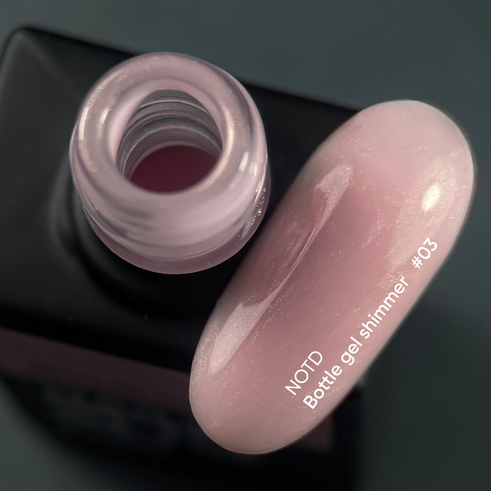 NAILSOFTHEDAY Bottle gel shimmer 03 – gel rosa claro ultrafuerte con brillo rojo, 10 ml