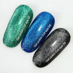 NAILSOFTHEDAY Gel Polish Cat Eye 09 — esmalte semipermanente negro efecto ojo de gato con partículas metálicas finas y un ligero efecto reflectante. Cobertura total en una sola capa. 6 ml.