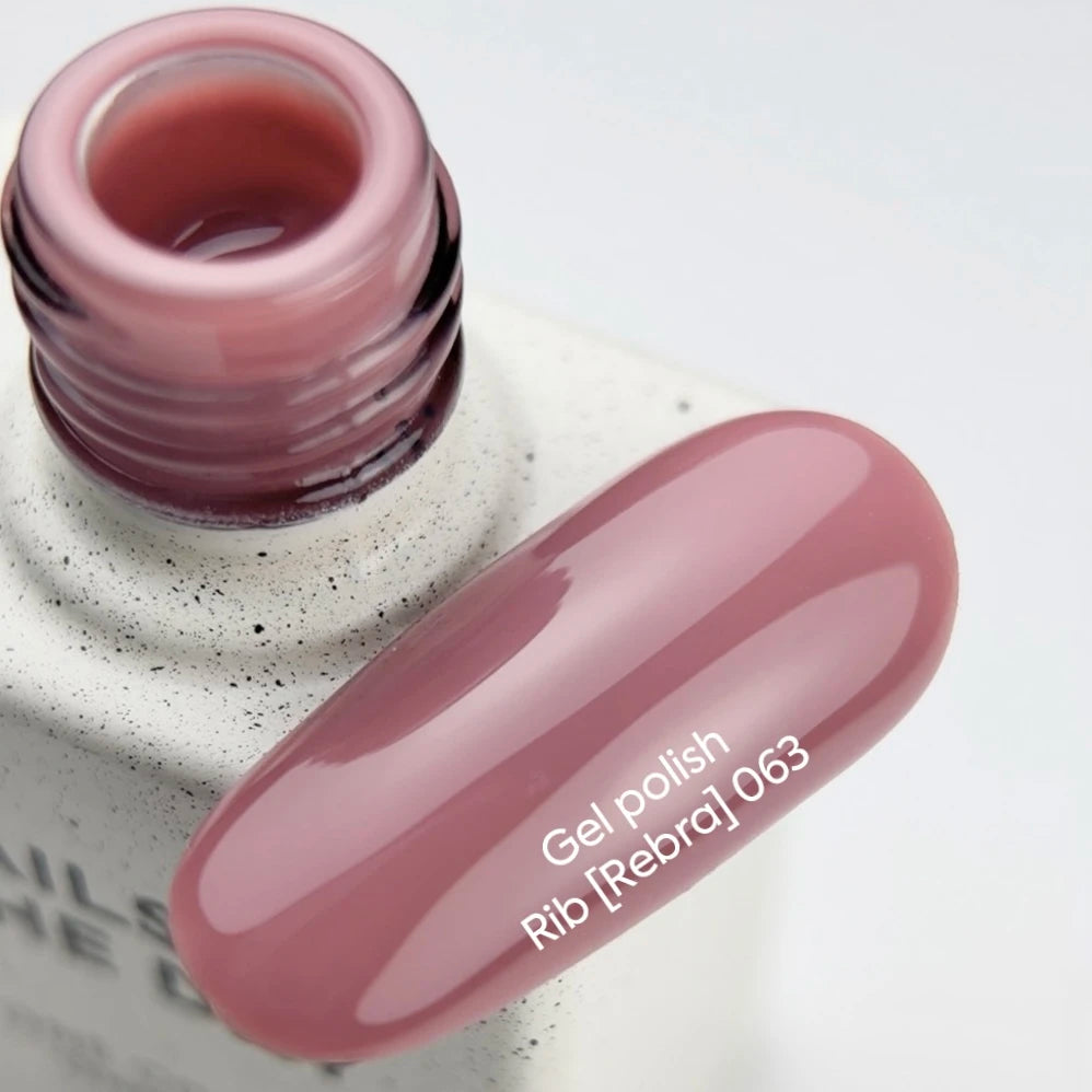 NAILSOFTHEDAY Gel Polish Rib [Rebra] 063 – esmalte nude rosado con cobertura en una sola capa, 10 ml