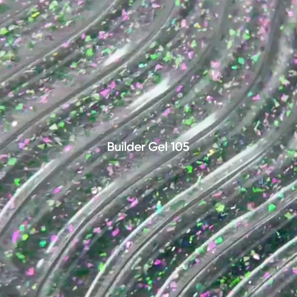 NAILSOFTHEDAY Builder Gel 105 — builder gel transparente con copos Yuki, 15 ml