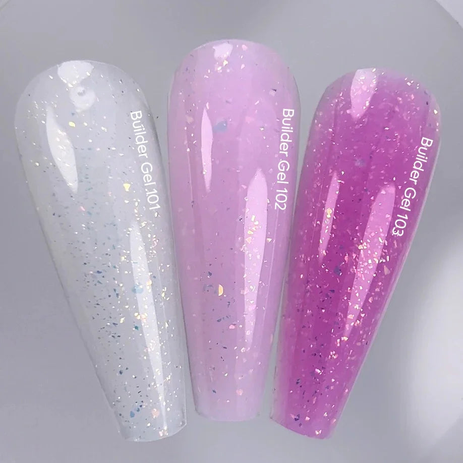 NAILSOFTHEDAY Builder Gel 102 — builder gel rosa-lechoso con pan de oro, 15 ml