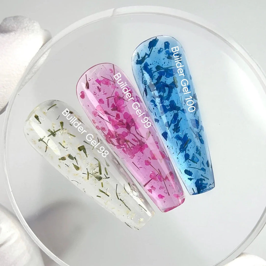 NAILSOFTHEDAY Builder Gel 98 — builder gel transparente con flores secas, 15 ml