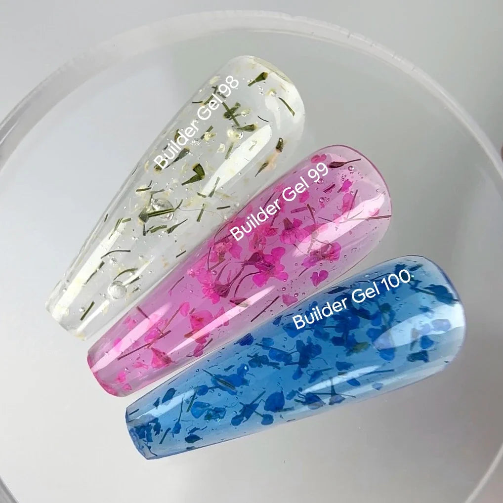 NAILSOFTHEDAY Builder Gel 98 — builder gel transparente con flores secas, 15 ml