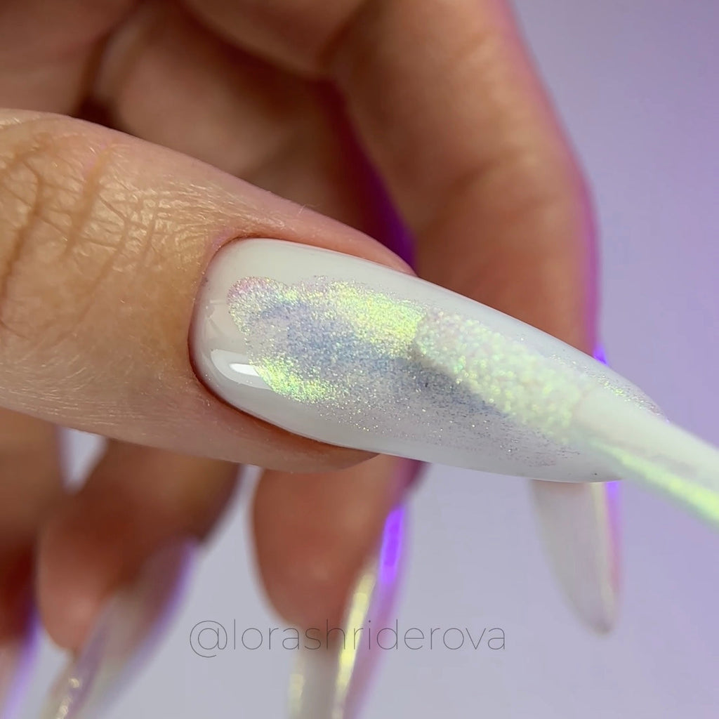Liquid powder 01 - polvo líquido con iridiscencia de verde a morado para uñas, 5 g