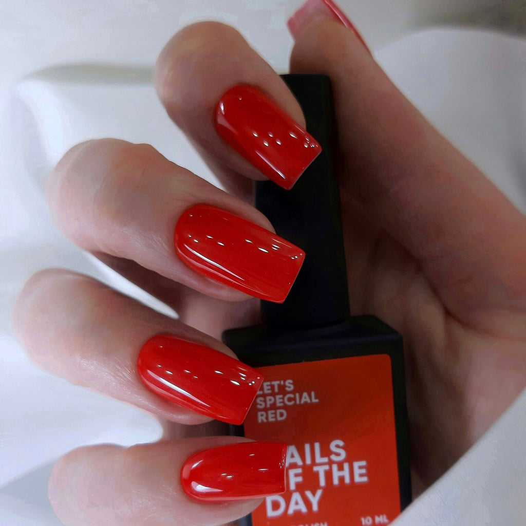 NAILSOFTHEDAY Let's Special Red: esmalte semipermanente  rojo especial que se superpone en una capa, 10 ml