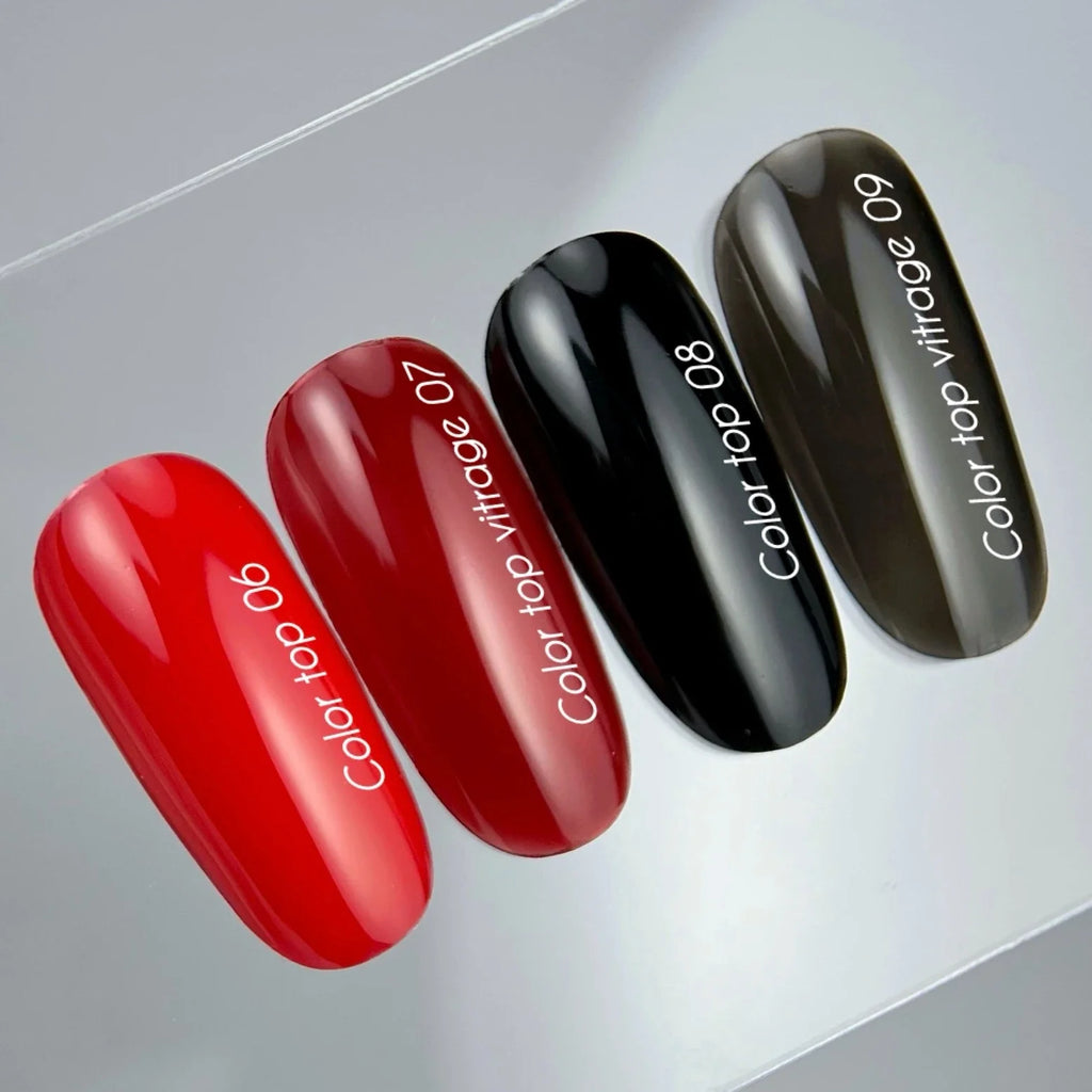 NAILSOFTHEDAY Color Top Vitrage 09 — top coat vitral negro semitransparente sin capa pegajosa para uñas, 10 ml.