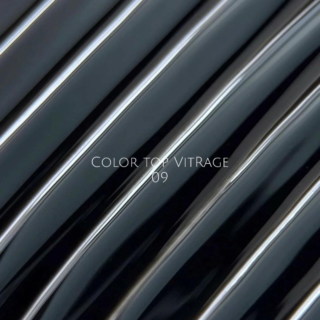 NAILSOFTHEDAY Color Top Vitrage 09 — top coat vitral negro semitransparente sin capa pegajosa para uñas, 10 ml.