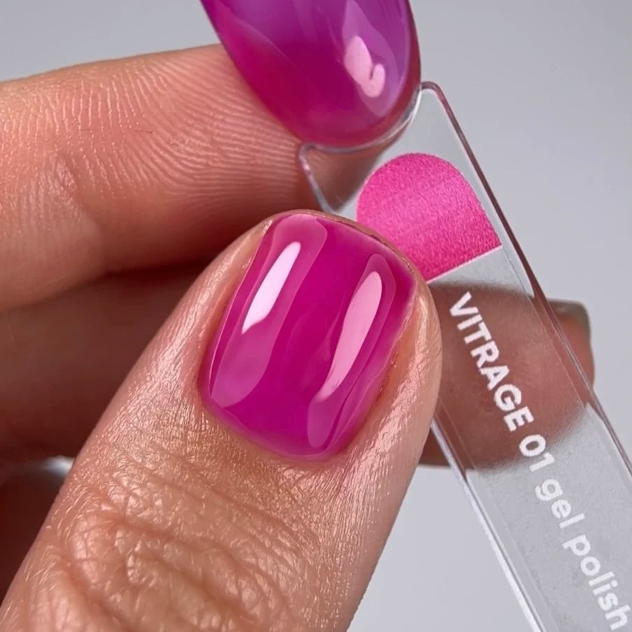NAILSOFTHEDAY Gel Polish Vitrage 01 — esmalte en gel efecto vitral rosa intenso (frambuesa), 10 ml