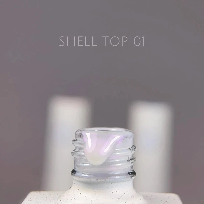 NAILSOFTHEDAY Shell Top 01 Nueva Fórmula — top perlado con efecto de frotado violeta, sin capa pegajosa, 10 ml