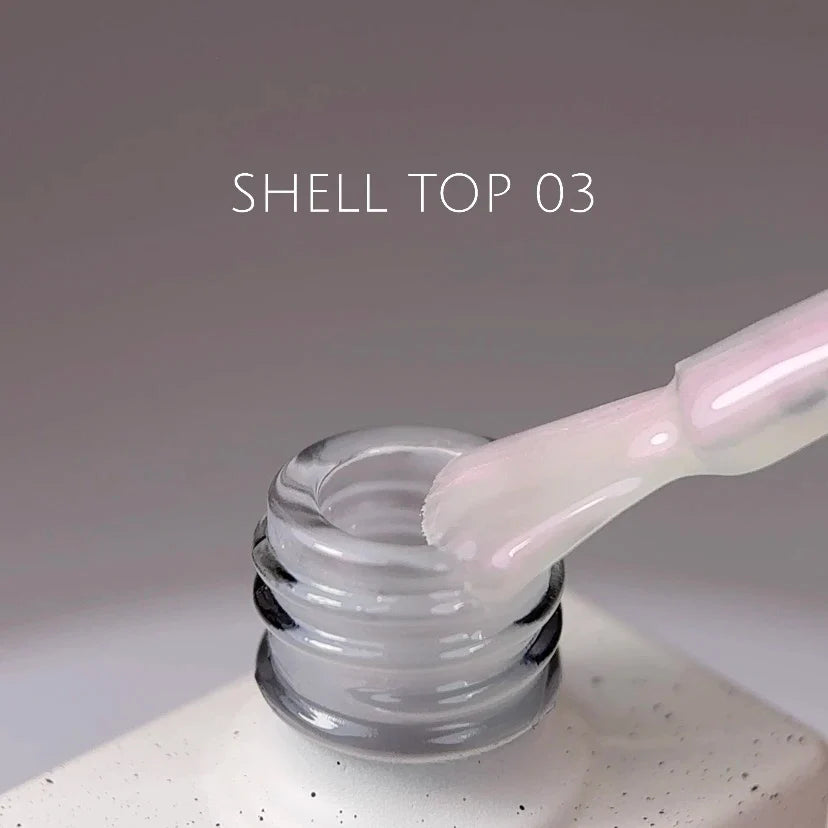 NAILSOFTHEDAY Shell Top 03 Nueva Fórmula — top perlado con efecto de frotado rosa, sin capa pegajosa, 10 ml