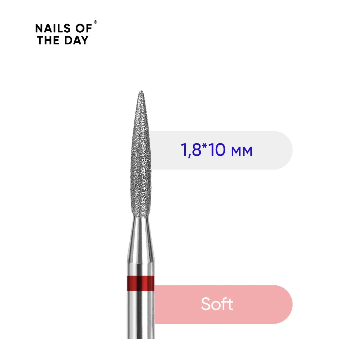 Fresa Nailsoftheday Llama — fresa de diamante roja de marca, 1,8*10 mm.