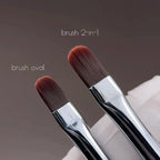 NAILSOFTHEDAY Professional Brush 2-in-1: Liner + Oval — pincel profesional metálico de doble cara con tapas, diseñado para trazos finos y para la aplicación de gel. Liner de 11 mm + óvalo plano de 11 mm.