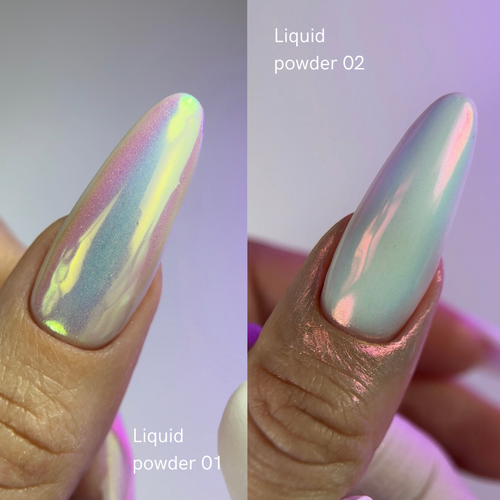 Liquid powder 02 -  polvo líquido con iridiscencia de verde a rojo rosado para uñas, 5 g