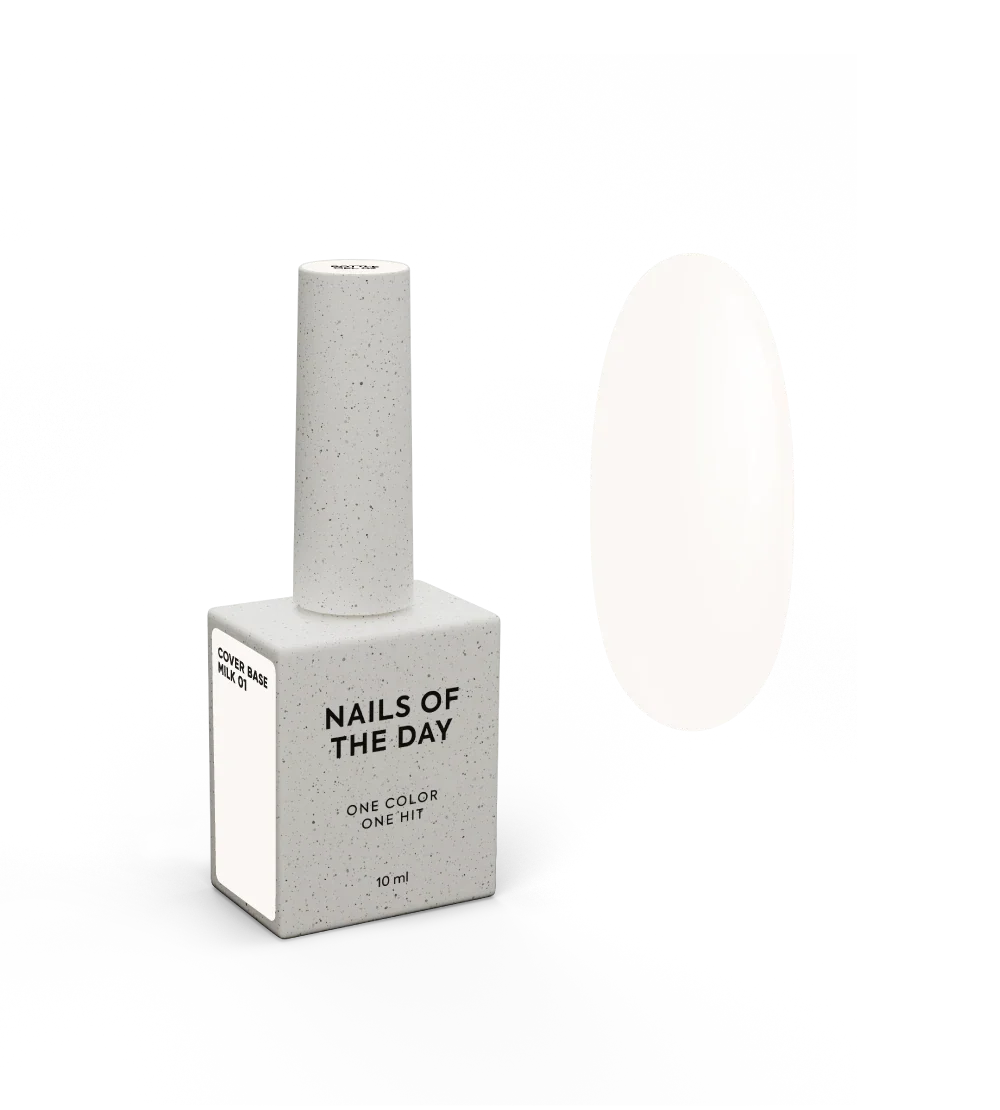 Nailsoftheday Cover Base NEW Formula Milk 01 - base camuflaje semitransparente de tono frío lechoso, 10 ml.