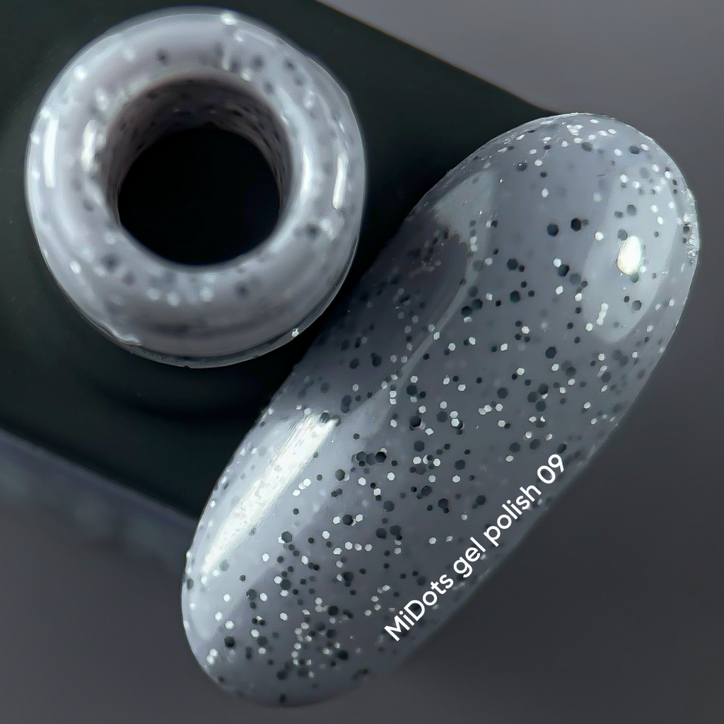 NAILSOFTHEDAY MiDots gel polish 09: esmalte semipermanente gris intenso con puntos negros para uñas, 10 ml