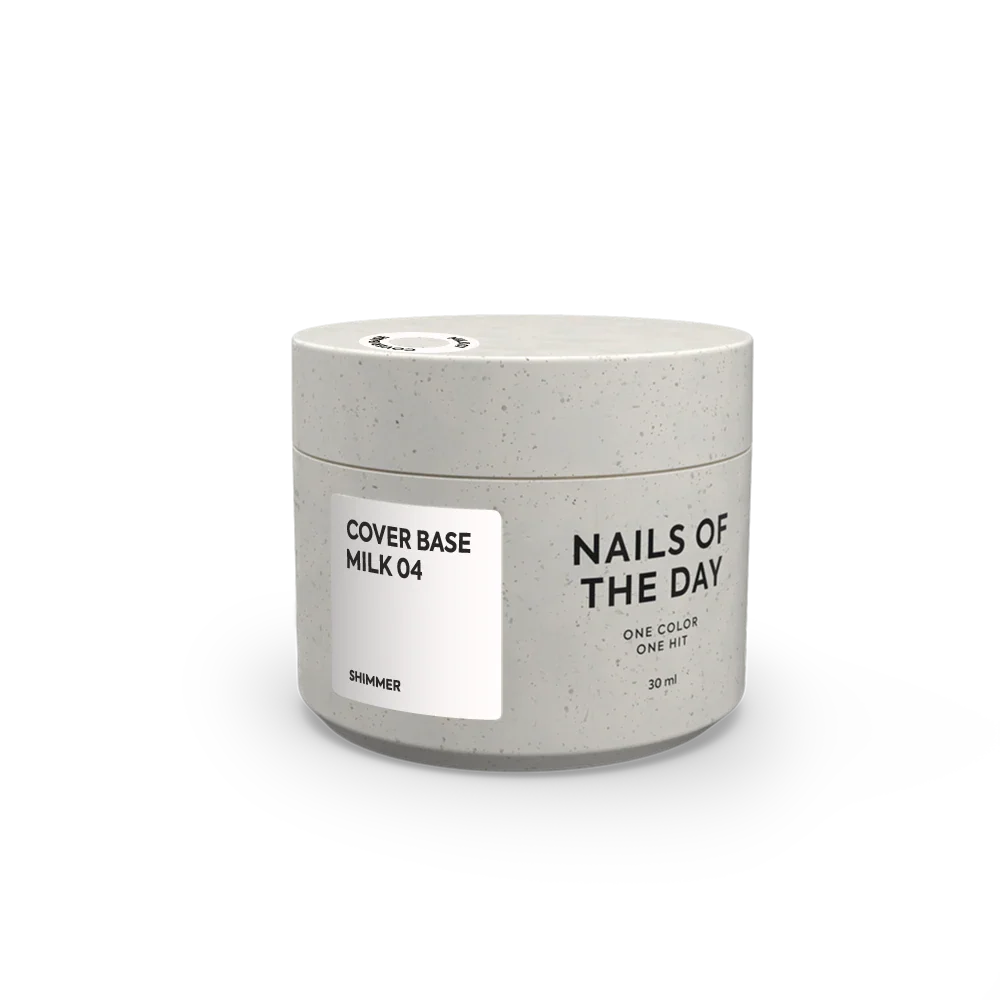 Nailsoftheday Cover base NEW Formula milk 04 — base camuflaje en tono lechoso con brillo plateado para uñas, 10 ml