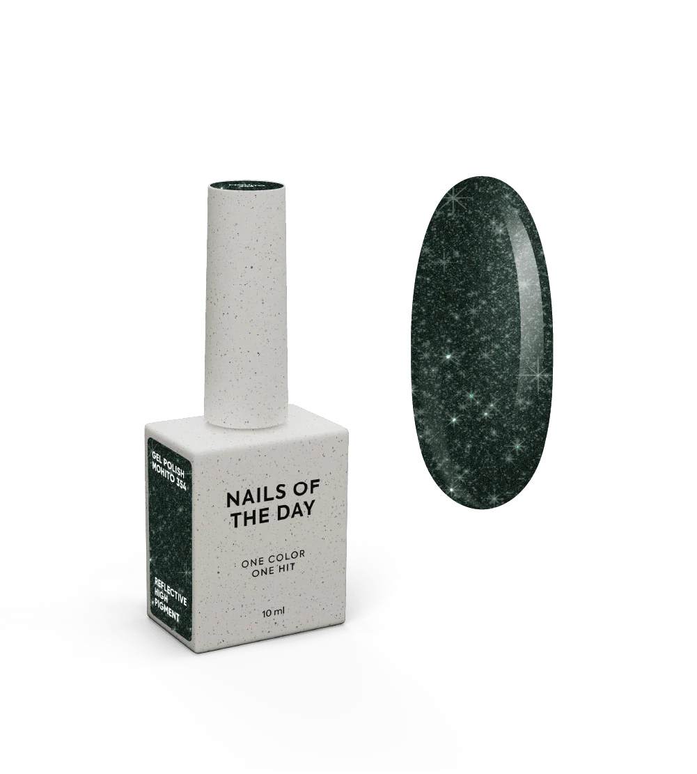 NAILSOFTHENIGHT Mohito gel polish — esmalte semipermanente reflectante de color verde oscuro intenso, 10 ml.