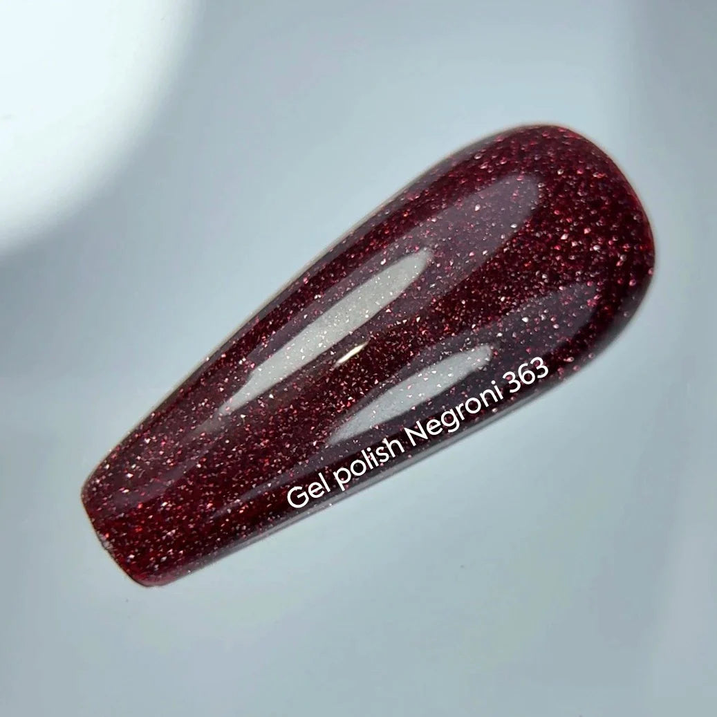 NAILSOFTHENIGHT Negroni gel polish — esmalte semipermanente reflectante  de color burdeos oscuro, 10 ml