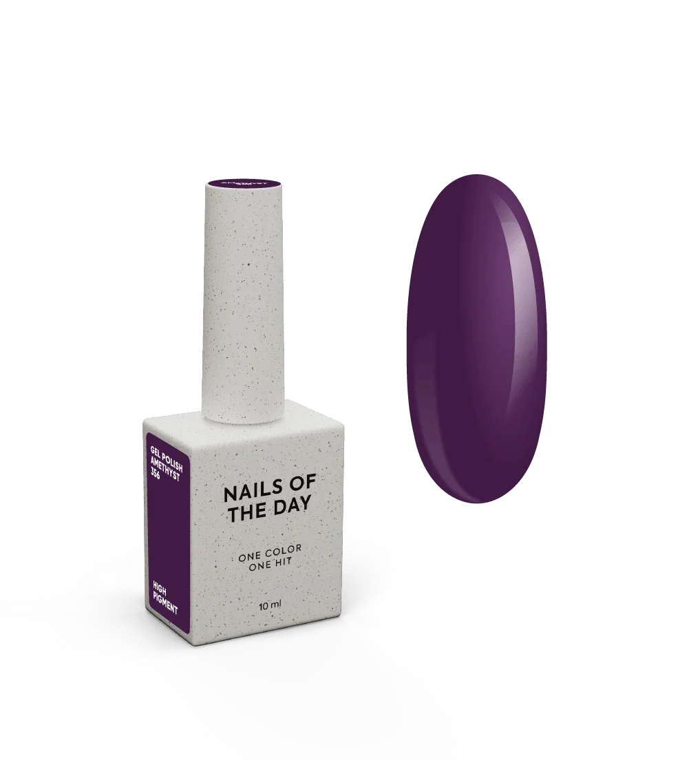 NAILSOFTHEDAY Gel Polish Amethyst — esmalte semipermanente en tono púrpura amatista oscuro con cobertura completa en una sola capa. 10 ml.