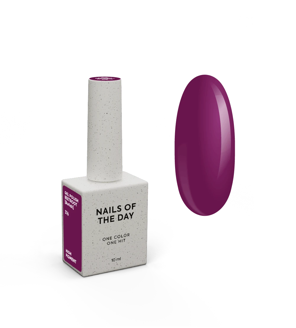 NAILSOFTHEDAY Gel Polish Beetroot [Buriak] 376 – esmalte color púrpura remolacha con cobertura en una sola capa, 10 ml