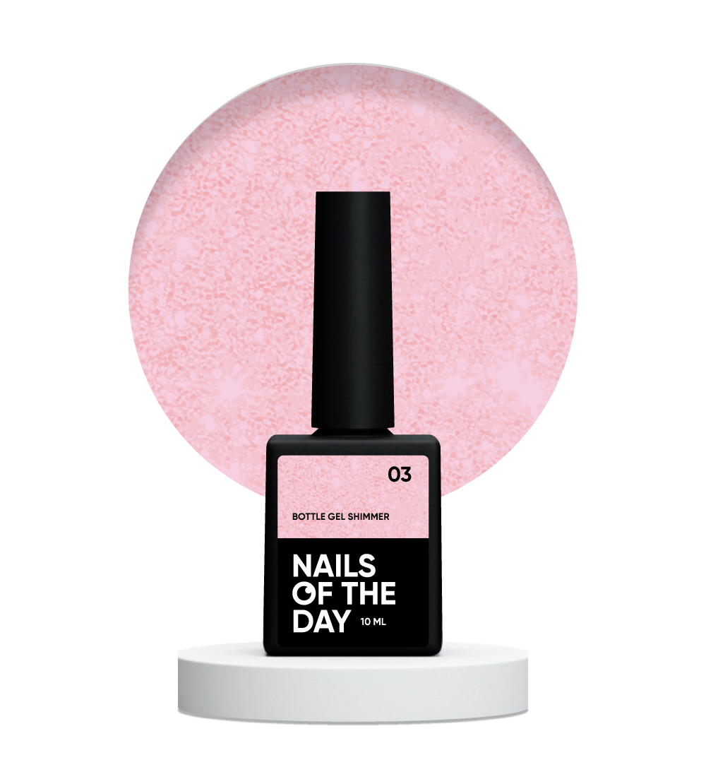 NAILSOFTHEDAY Bottle gel shimmer 03 – gel rosa claro ultrafuerte con brillo rojo, 10 ml