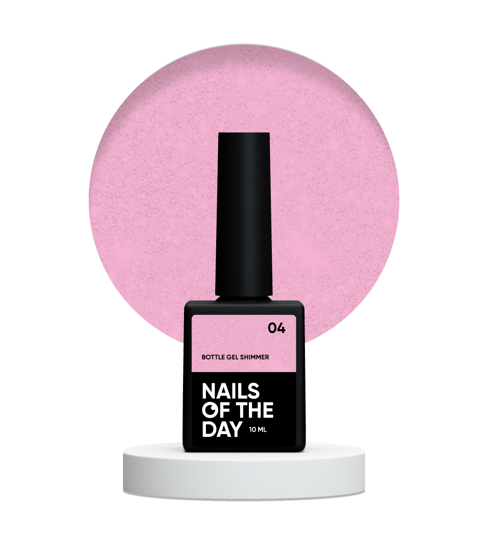 NAILSOFTHEDAY Bottle gel shimmer 04 – gel rosa ultrafuerte con brillo plateado, 10 ml