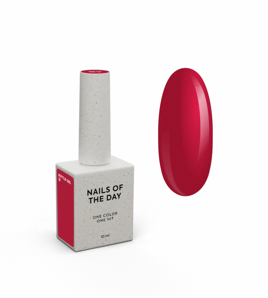 NAILSOFTHEDAY Bottle Gel 18 – gel ultrafuerte rojo clásico, 10 ml