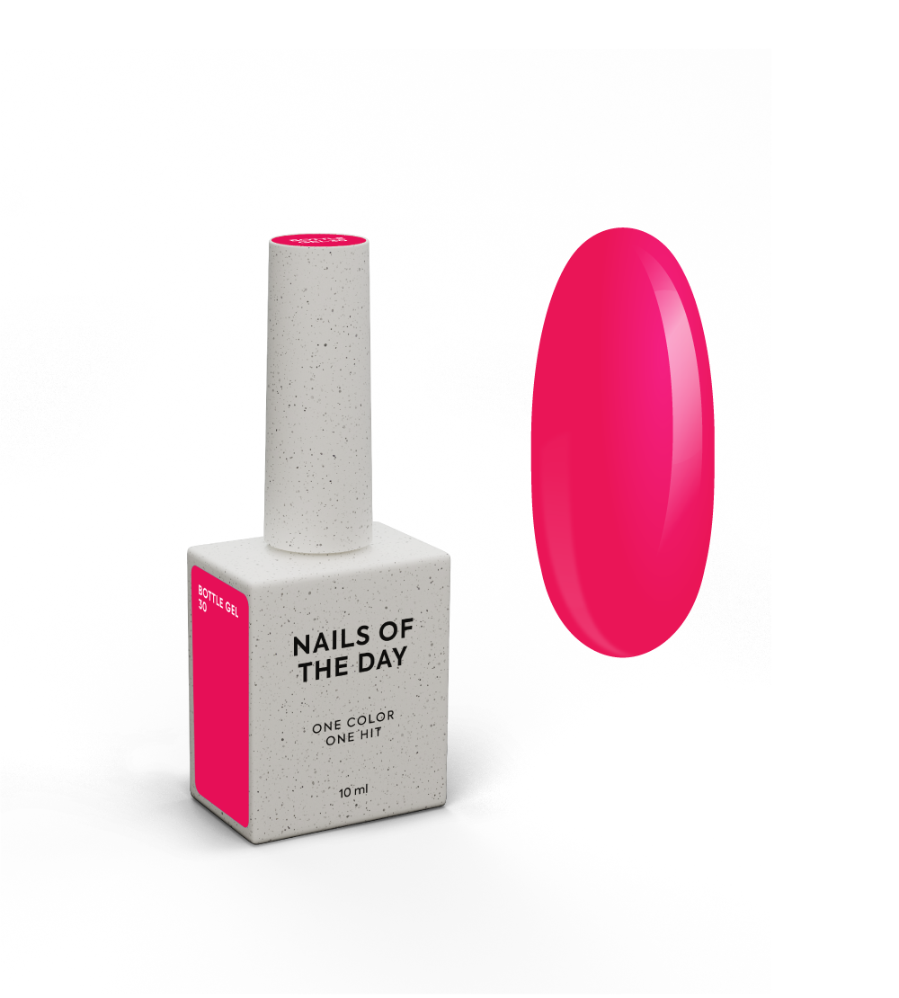 NAILSOFTHEDAY Bottle Gel 30 – gel ultraresistente frambuesa neón para el refuerzo de uñas, 10 ml