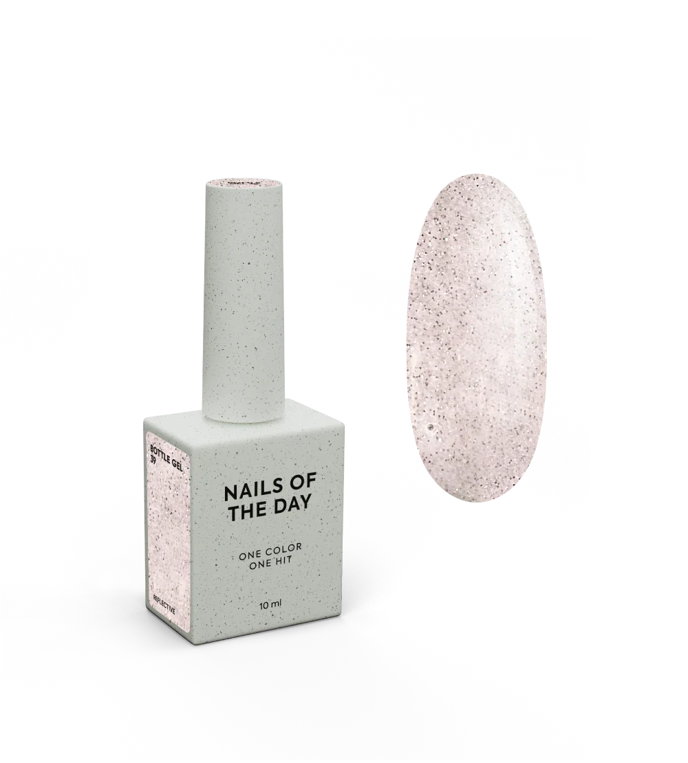 NAILSOFTHEDAY Bottle Gel 39 – gel ultraresistente nude con efecto reflectante para el refuerzo de uñas, 10 ml