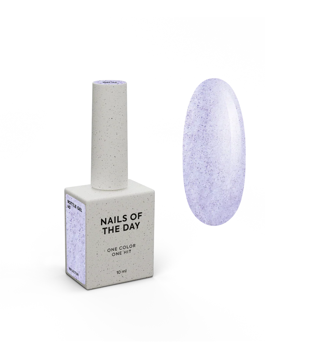 NAILSOFTHEDAY Bottle Gel 40 – gel ultraresistente lila con efecto reflectante para el refuerzo de uñas, 10 ml