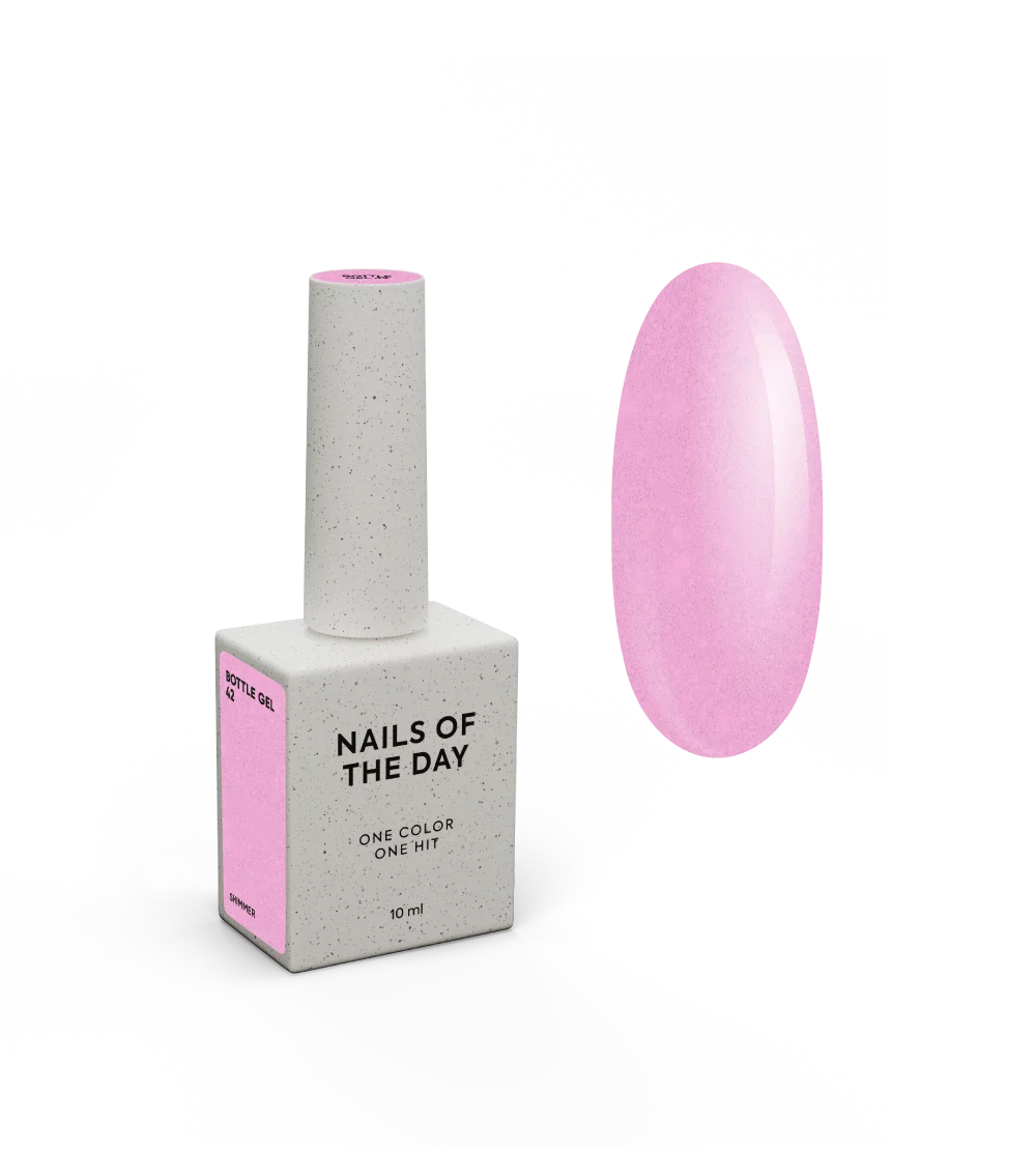 NAILSOFTHEDAY Bottle Gel 42 – gel ultraresistente rosa con efecto brillante para el refuerzo de uñas, 10 ml
