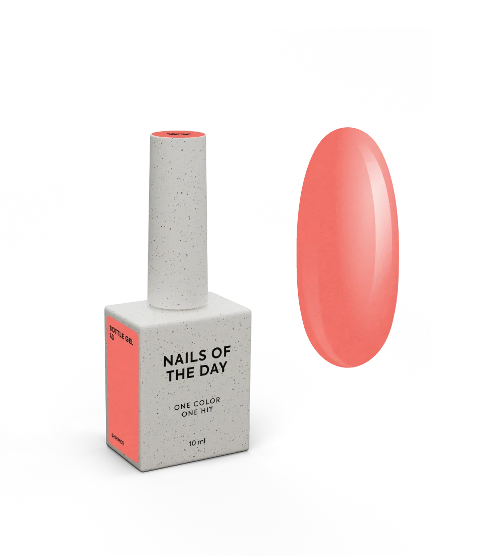 NAILSOFTHEDAY Bottle Gel 43 – gel ultraresistente rojo con con brillo fino para el refuerzo de uñas, 10 ml