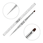 NAILSOFTHEDAY Professional Brush 2-in-1: Liner + Oval — pincel profesional metálico de doble cara con tapas, diseñado para trazos finos y para la aplicación de gel. Liner de 11 mm + óvalo plano de 11 mm.