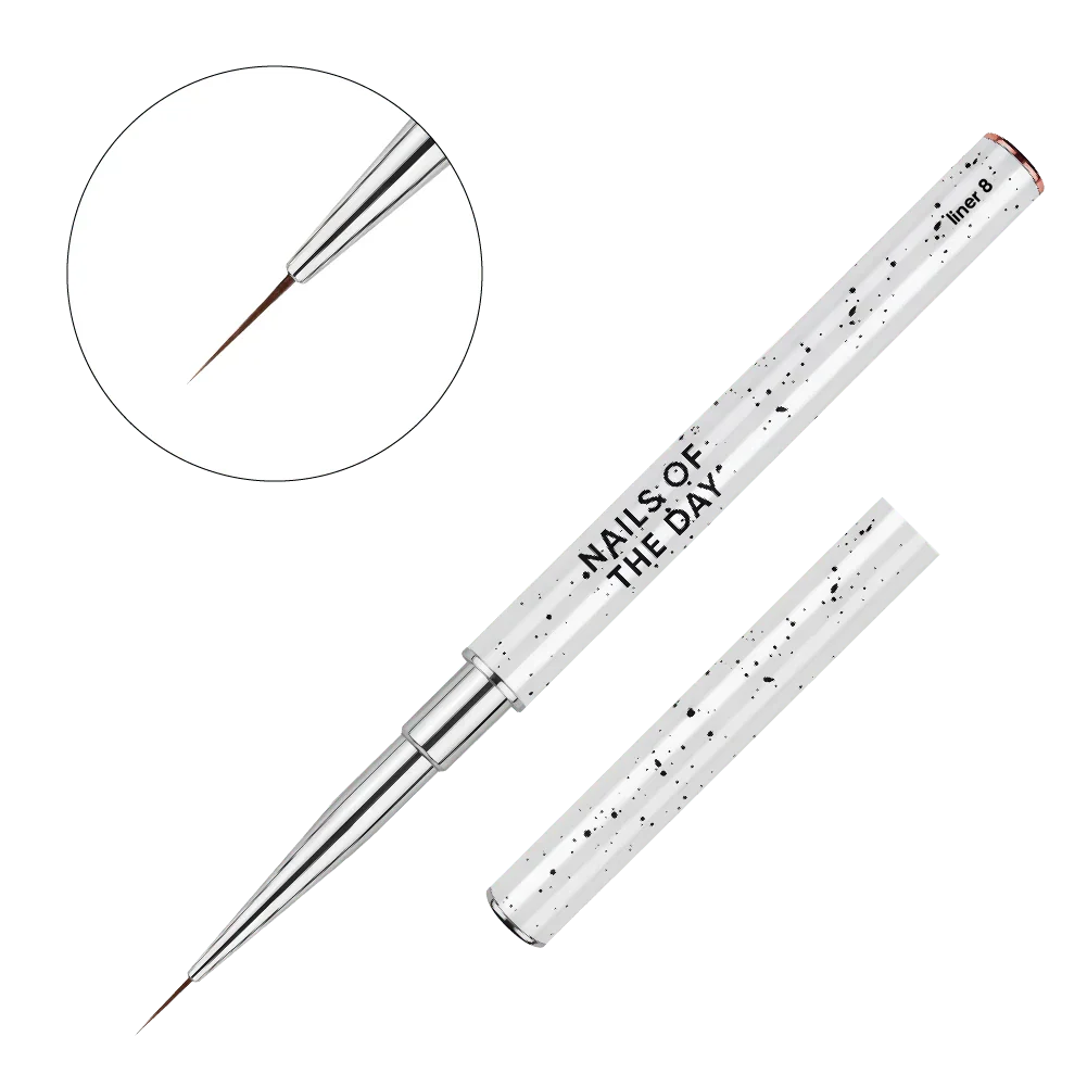 NAILSOFTHEDAY Professional Brush Liner — pincel profesional metálico con tapa, diseñado para trazos finos y detalles, liner de 8 mm.
