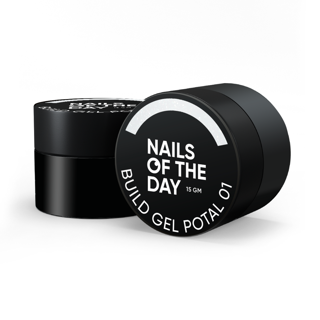 NAILSOFTHEDAY Build gel Potal 01 — gel de construcción lechoso con particulas brillantes para uñas, 15 ml