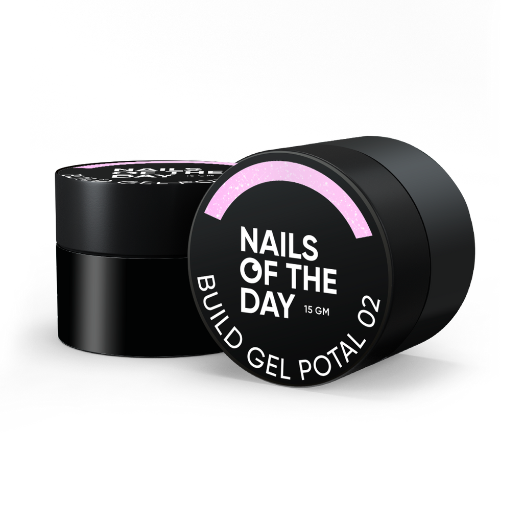NAILSOFTHEDAY Build gel Potal 02 — gel de construcción rosa pálido con particulas brillantes para uñas, 15 ml