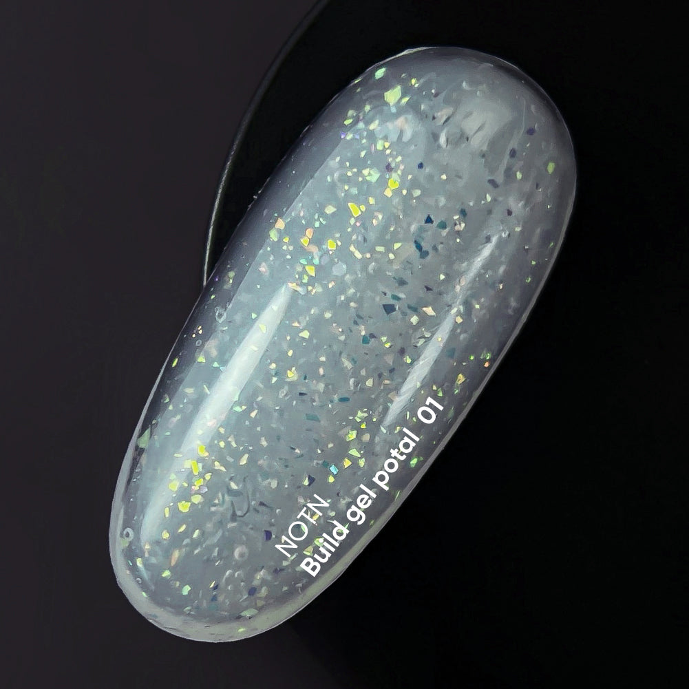 NAILSOFTHEDAY Build gel Potal 01 — gel de construcción lechoso con particulas brillantes para uñas, 15 ml